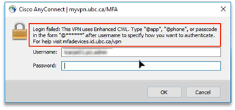 VPN error message